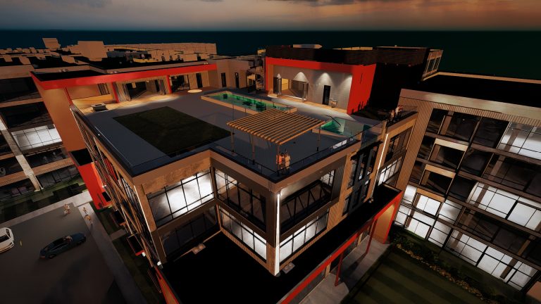 Rooftop Pool (Night)